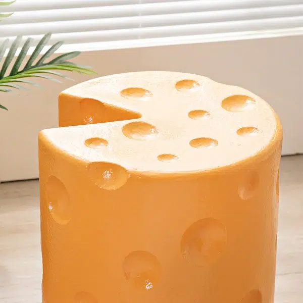 Contemporary Creative Kids Round Cylinder Cheese Resin Side Table For Bedroom - Image 6