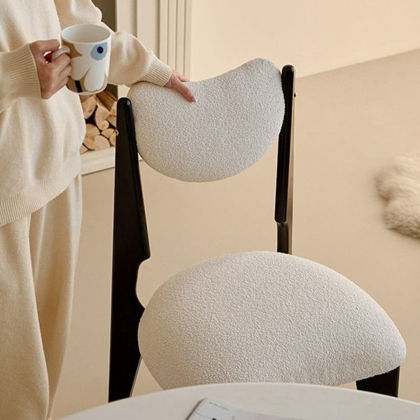 Contemporary Nordic Ash Wood Velvet Metal Sponge Square Crescent Dining Chair Backrest Armless For Dining Room - Image 18