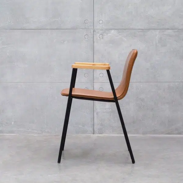 Contemporary Luxury Square Faux Leather Upholstered Dining Chair Backrest Armrest For Dining Room - Image 21