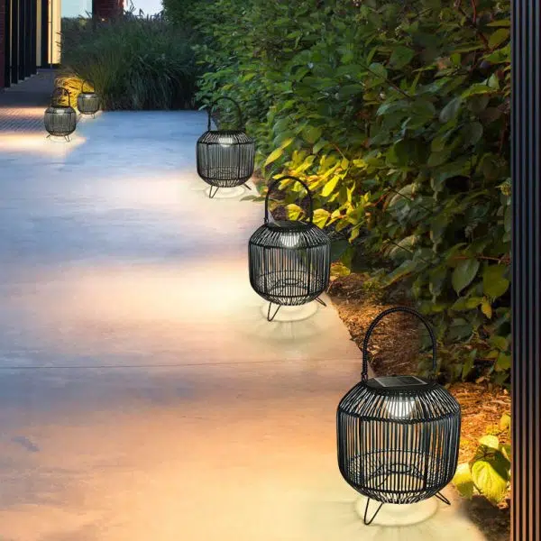 Modern Rattan Weaving Iron Portable Outdoor Waterproof Solar LED Lawn Landscape Light - Image 3