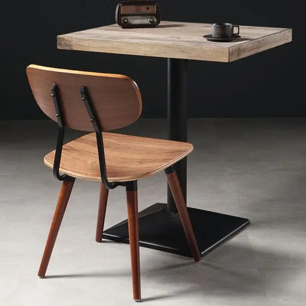 Contemporary Scandinavian Square Wood Iron Chair Backrest Armless For Living Room - Image 19