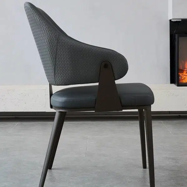 Contemporary Scandinavian Leather Carbon Steel Sponge Square Lozenge Dining Chair Backrest Armrest For Dining Room - Image 17