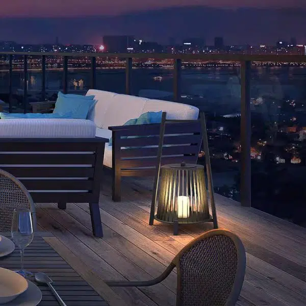 Industrial Outdoor Candle Lantern Stainless Steel LED Patio Landscape Light - Image 3