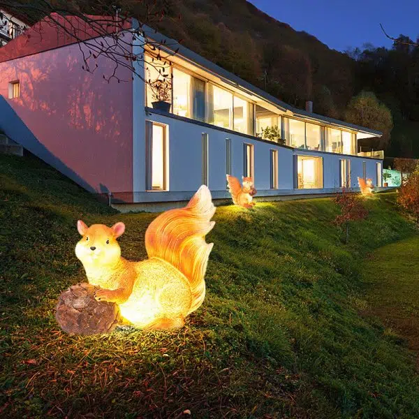 Contemporary Creative Solar Animal Rabbit Squirrel Resin Fiberglass LED Outdoor Landscape Light For Garden - Image 24