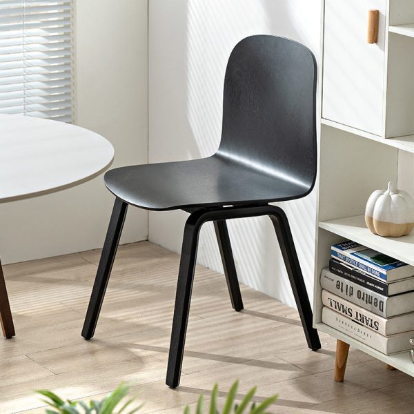 Contemporary Nordic Square Solid Wood Backrest Dining Chair For Dining Room - Image 12