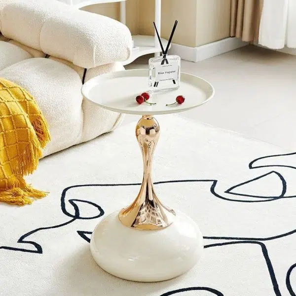 Contemporary Creative Round Steel End Table 1-Tier For Living Room - Image 11