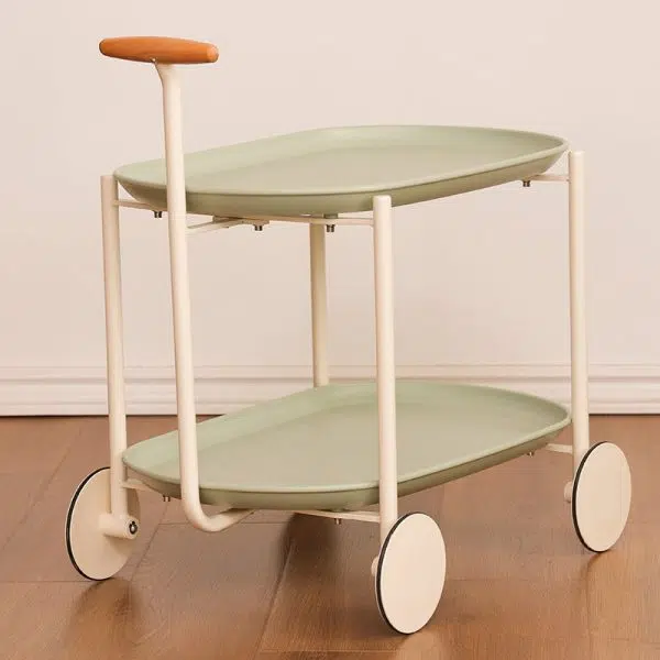 Contemporary Creative Removable Rectangular Oval ABS Wood Metal End Table 2-Tier For Living Room - Image 2