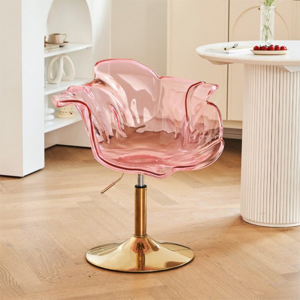 Contemporary Creative Petal Shape Acrylic Liftable Dining Chair Backrest Armrest For Dining Room - Image 4
