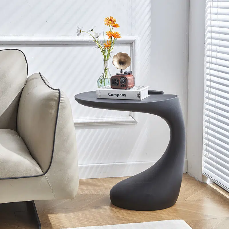 04-3e7c3805-c528-4397-bc5b-7c15a27433fd.jpg Contemporary Creative Shaped Oval Base PE Plastic End Table For Living Room - Image 1