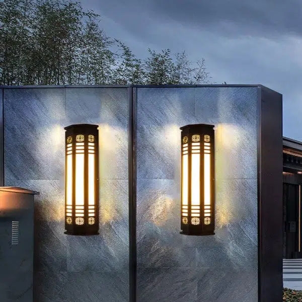 Modern Classical Cylindrical Stainless Steel Imitation Marble Waterproof Outdoor LED Wall Sconce Lamp - Image 2