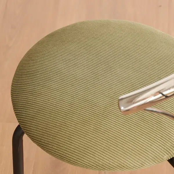 Contemporary Nordic Round Scalloped Backrest Fabric Corduroy Stainless Steel Dining Chair For Dining Room - Image 7