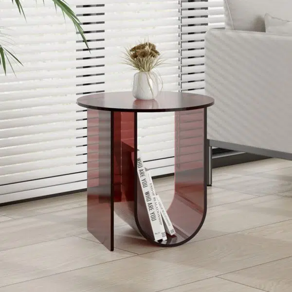 Contemporary Nordic Curved Acrylic End Table Storage For Living Room - Image 11