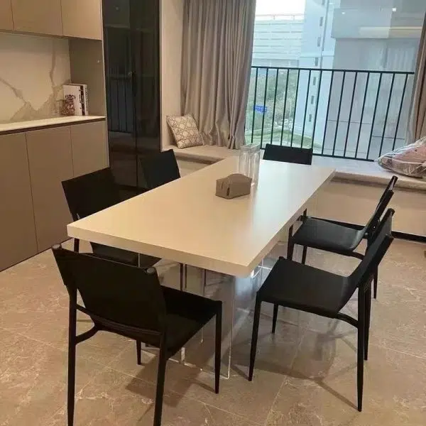 Contemporary Nordic Square Leather Carbon Steel Stackable Dining Chair Backrest For Dining Room - Image 22