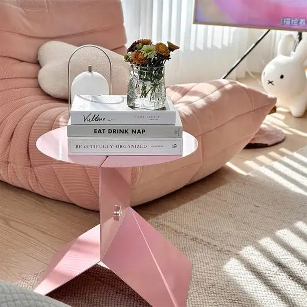 Contemporary Creative Round Square Metal End Table 1-Tier For Living Room - Image 8