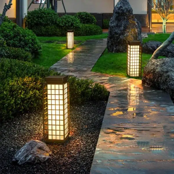 Modern Chinese Square Column Outdoor Waterproof Patio 1-Light Landscape Light - Image 3