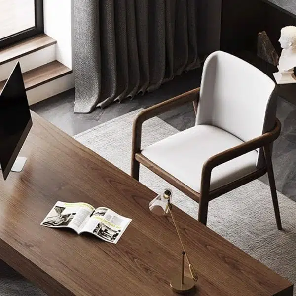 Traditional Chinese Square Ash Wood High Resilience Sponge PU Leather Dining Chair Backrest Armrest For Dining Room - Image 7