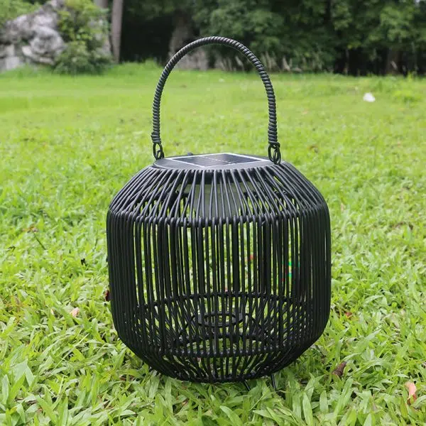 Modern Rattan Weaving Iron Portable Outdoor Waterproof Solar LED Lawn Landscape Light - Image 10