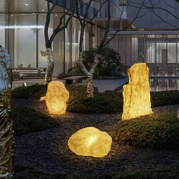 Contemporary Creative Resin Imitation Mountain LED Lawn Landscape Light For Outdoor Patio - Image 2