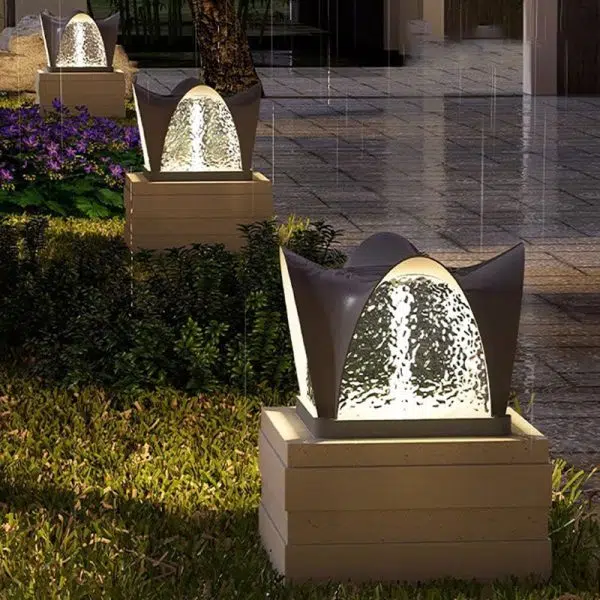 Modern Art Deco Solar Curve Cube LED Outdoor Landscape Light For Garden - Image 4