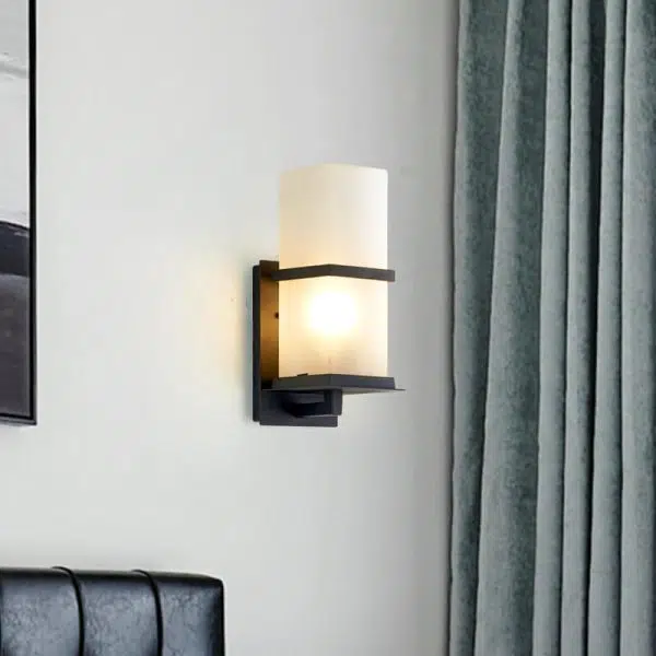 Industrial Outdoor Waterproof Column Frosted Glass Shade 1-Light Wall Sconce Lamp - Image 3