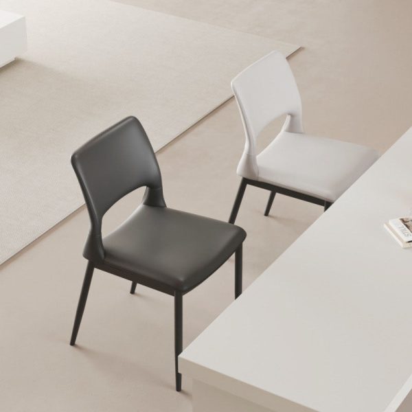 Contemporary Nordic Square Curved Upholstered Hollowed Out Leather Carbon Steel Dining Chair Backrest For Dining Room - Image 10
