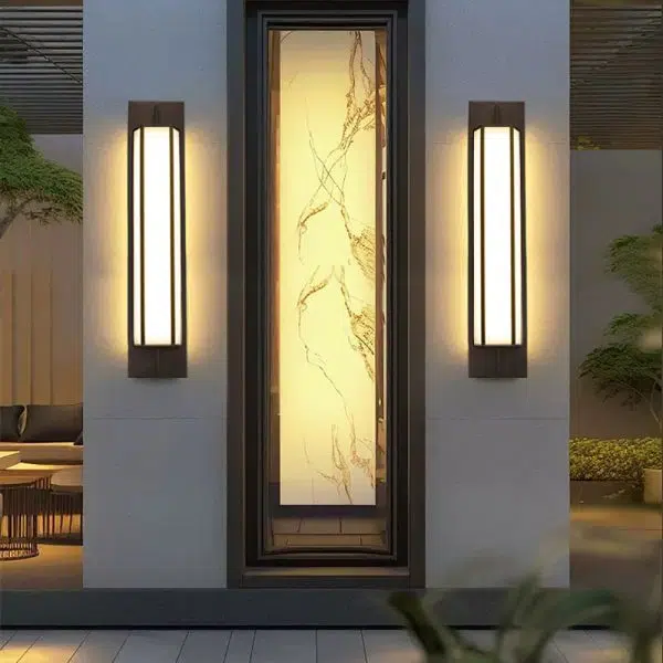 Modern Minimalist Long Square PMMA Stainless Steel LED Outdoor Wall Sconce Lamp For Garden