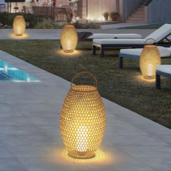 Outdoor Bamboo Weaving Portable Waterproof 1-Light Garden Landscape Light - Image 3