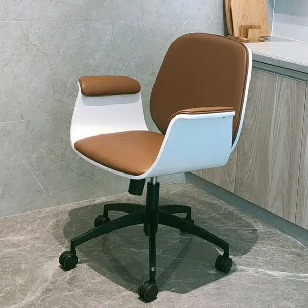 Contemporary Luxury Microfiber Leather Wood Grain Height Adjustable Swivel Desk Chair Backrest Armrest For Home Office - Image 2