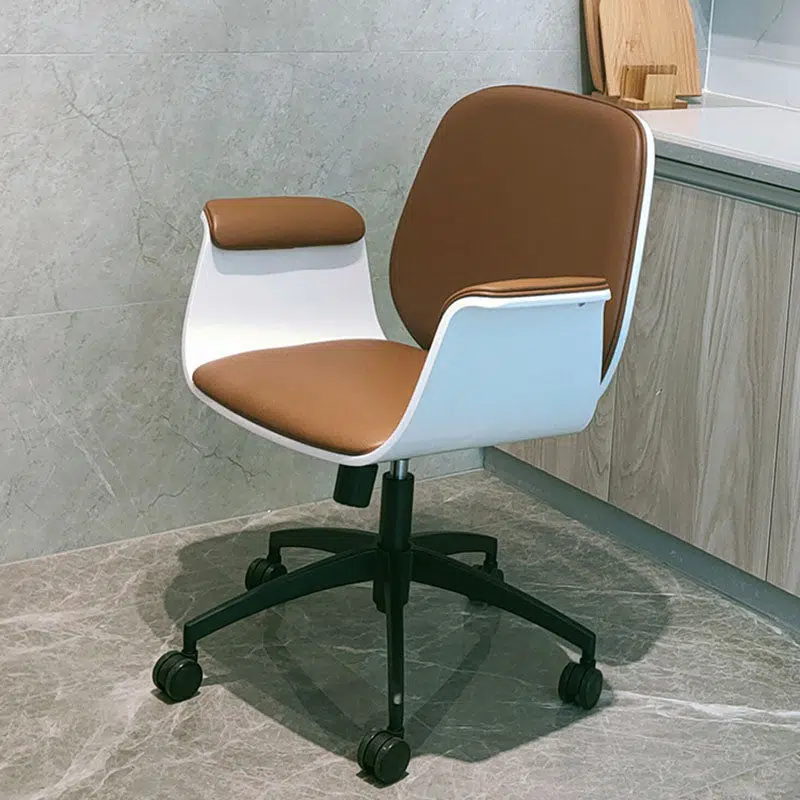 04-6ce47e2e-71f0-4cf8-8171-20581d04cf27.jpg Contemporary Luxury Microfiber Leather Wood Grain Height Adjustable Swivel Desk Chair Backrest Armrest For Home Office - Image 2