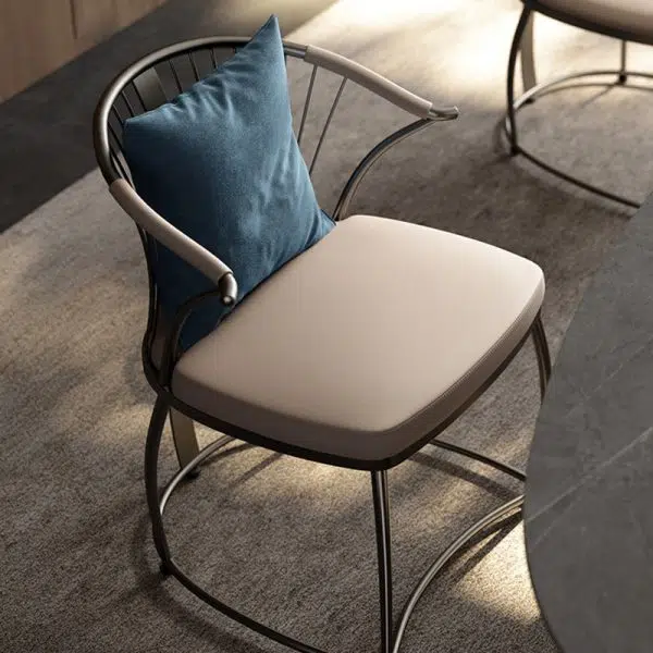 Contemporary Luxury Curved Stainless Steel Leather Chair Backrest Armless For Living Room - Image 11