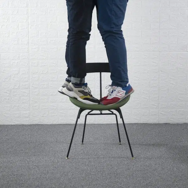 Contemporary Luxury PU Leather Upholstered Metal Legs Curved Dining Chair Backrest For Dining Room - Image 10