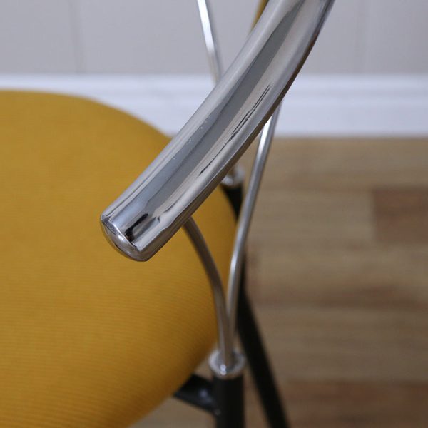 Contemporary Nordic Round Curved Backrest Iron Fabric Dining Chair For Dining Room - Image 7