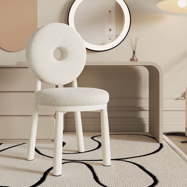 Contemporary Nordic Lambswool Carbon Steel Sponge Round Dining Chair Backrest For Dining Room - Image 10