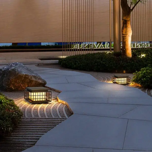 Modern Chinese Square Column Outdoor Waterproof Patio 1-Light Landscape Light - Image 19