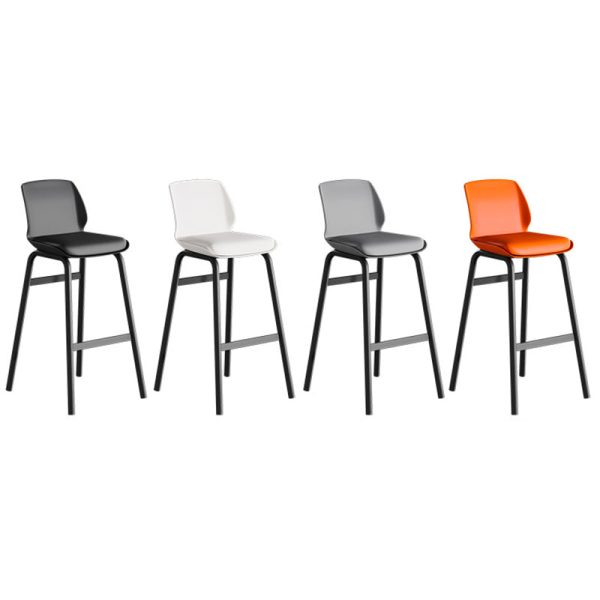 Contemporary Nordic Square Leather Upholstered Iron Bar Stool Plastic Backrest Footrest For Dining Room - Image 18