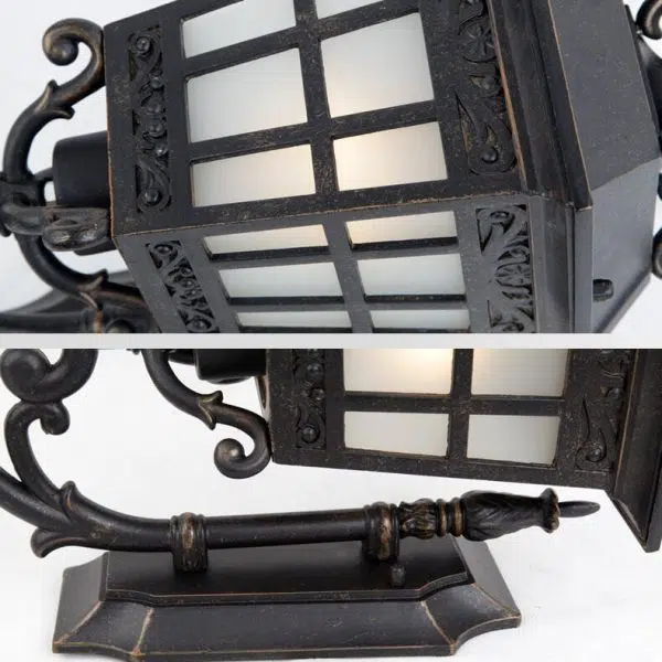 European Outdoor Square Lantern Carved 1-Light Waterproof Wall Sconce Lamp - Image 7