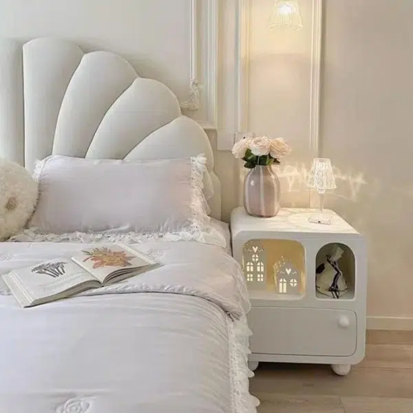 Contemporary Creative Rectangular Wood End Table 1-Drawer For Living Room - Image 3