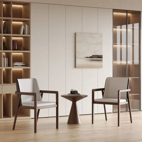 Traditional Chinese Square Ash Wood High Resilience Sponge PU Leather Dining Chair Backrest Armrest For Dining Room - Image 13