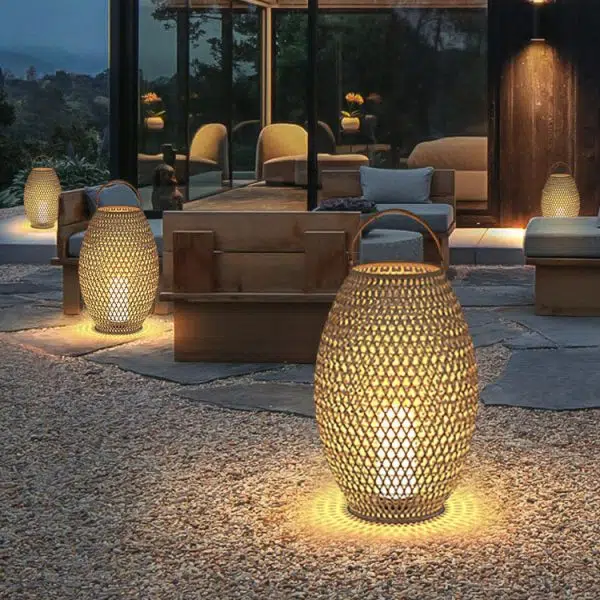 Outdoor Bamboo Weaving Portable Waterproof 1-Light Garden Landscape Light - Image 17