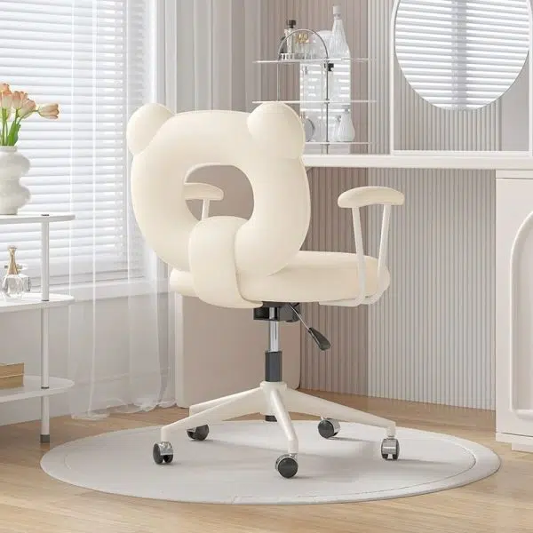 Contemporary Nordic Leather Steel Iron Sponge Bear Square Desk Chair Backrest Armrest Adjustable For Home Office - Image 4