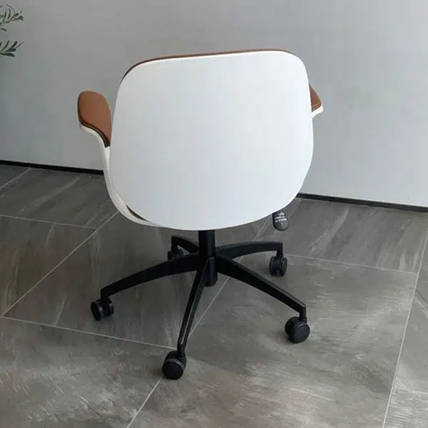 Contemporary Luxury Microfiber Leather Wood Grain Height Adjustable Swivel Desk Chair Backrest Armrest For Home Office - Image 9