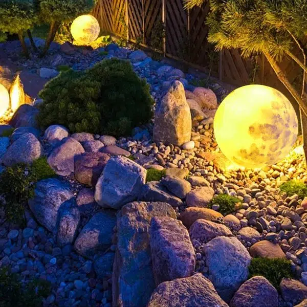 Contemporary Creative Moon Resin 1-Light Outdoor Landscape Light For Garden - Image 2