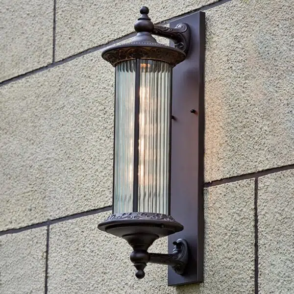 Contemporary Retro Waterproof Aluminum Glass Cylinder 1-Light Wall Sconce Lamp For Garden - Image 10