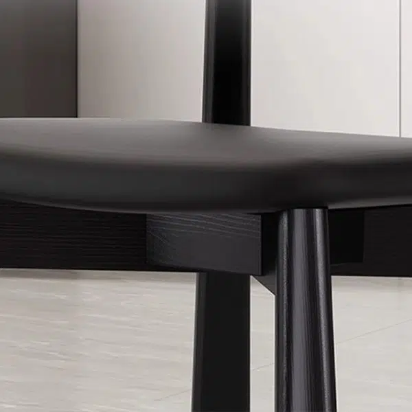 Contemporary Nordic Square Upholstered Curved Leather Wood Dining Chair Backrest For Dining Room - Image 8