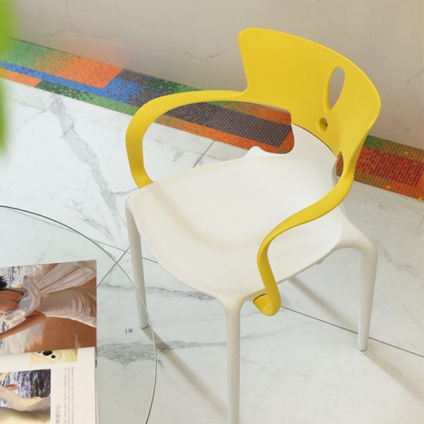 Contemporary Scandinavian PP Square Exclamation Mark Dining Chair Backrest Armrest For Dining Room - Image 17