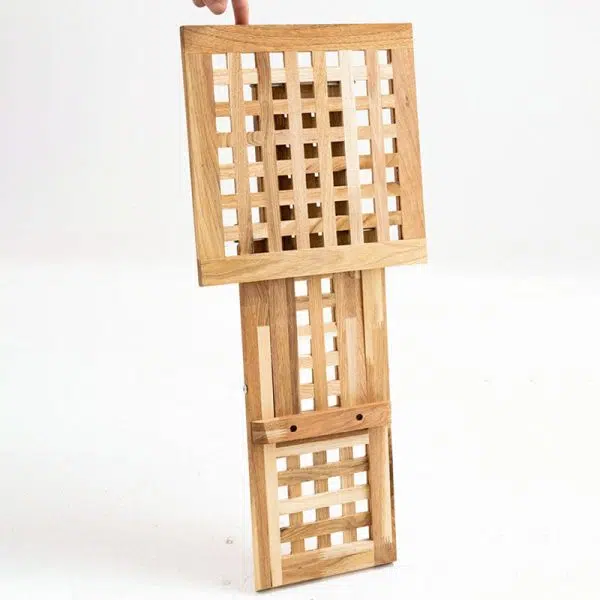 Traditional Rustic Square Wood Chair Backless Armless For Living Room - Image 23