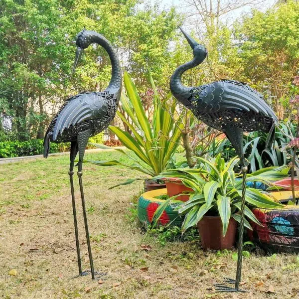 Contemporary Creative Iron Animal Crane LED Solar Waterproof Lawn Landscape Light For Outdoor Patio - Image 5
