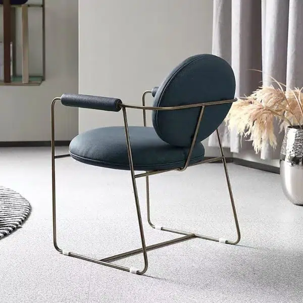 Contemporary Scandinavian Round Cushion Microfiber Leather Stainless Steel Dining Chair Backrest Armrest For Dining Room - Image 17