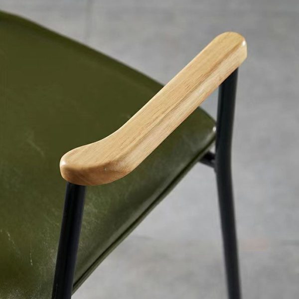 Contemporary Industrial Square Upholstered Leather Wooden Dining Chair Backrest Armrest For Dining Room - Image 7