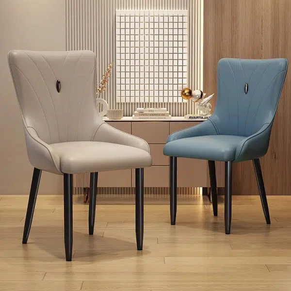 Contemporary Scandinavian Leather Carbon Steel Sponge Latex Square Dining Chair Backrest For Dining Room - Image 12